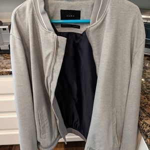 Zara Men Varsity Bomber Jacket Grey Like New X/XXL